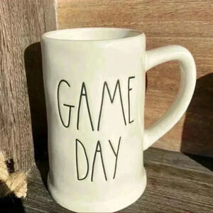 NEW Rae Dunn - GAME DAY - white ceramic Stein/Mug